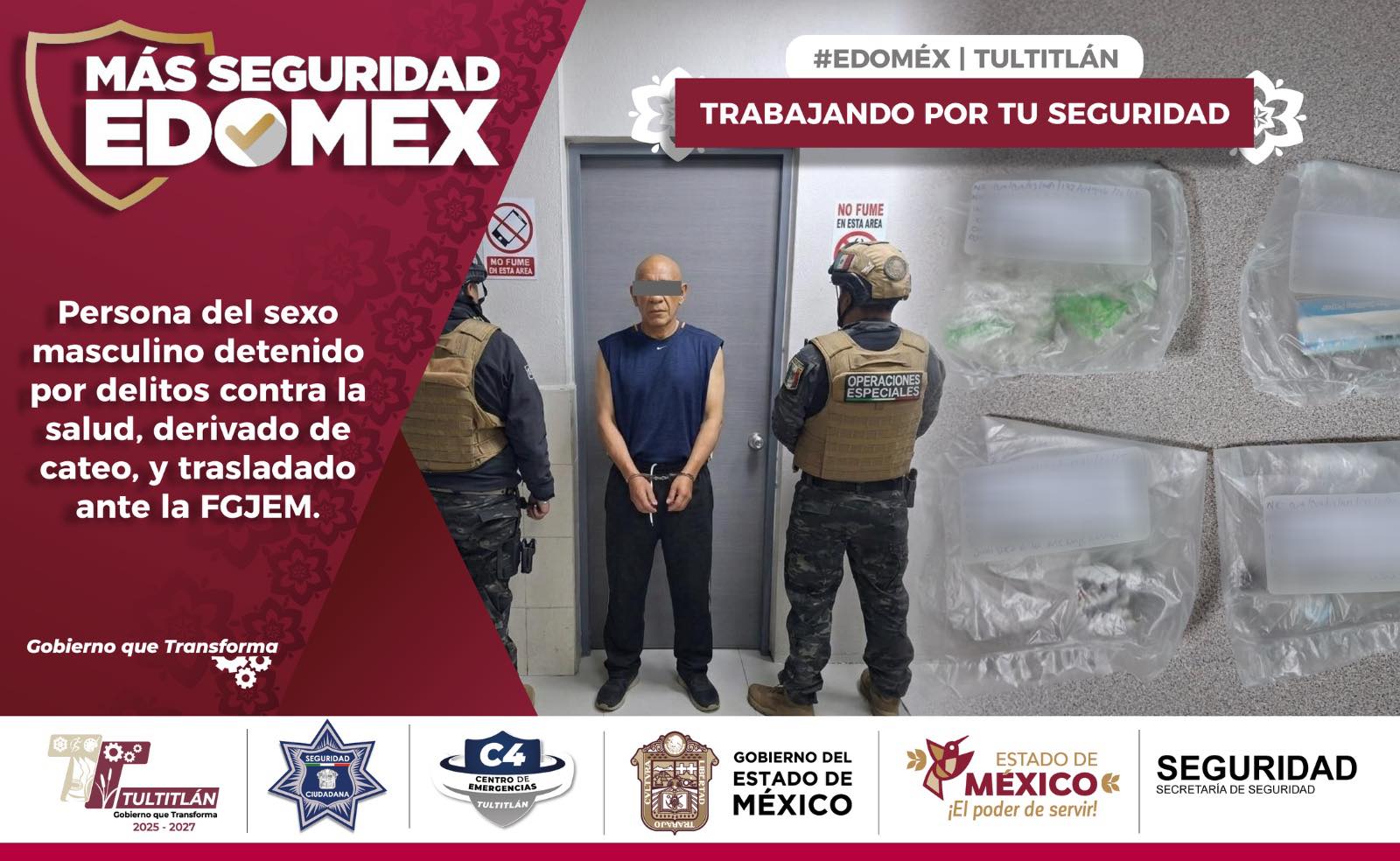 MASCULINO DETENIDO DELITO CONTRA LA SALUD